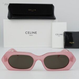 BRAND NEW Celine CL40243I 72J Shiny Opal Pink Brown  Rectangle Women Sunglasses